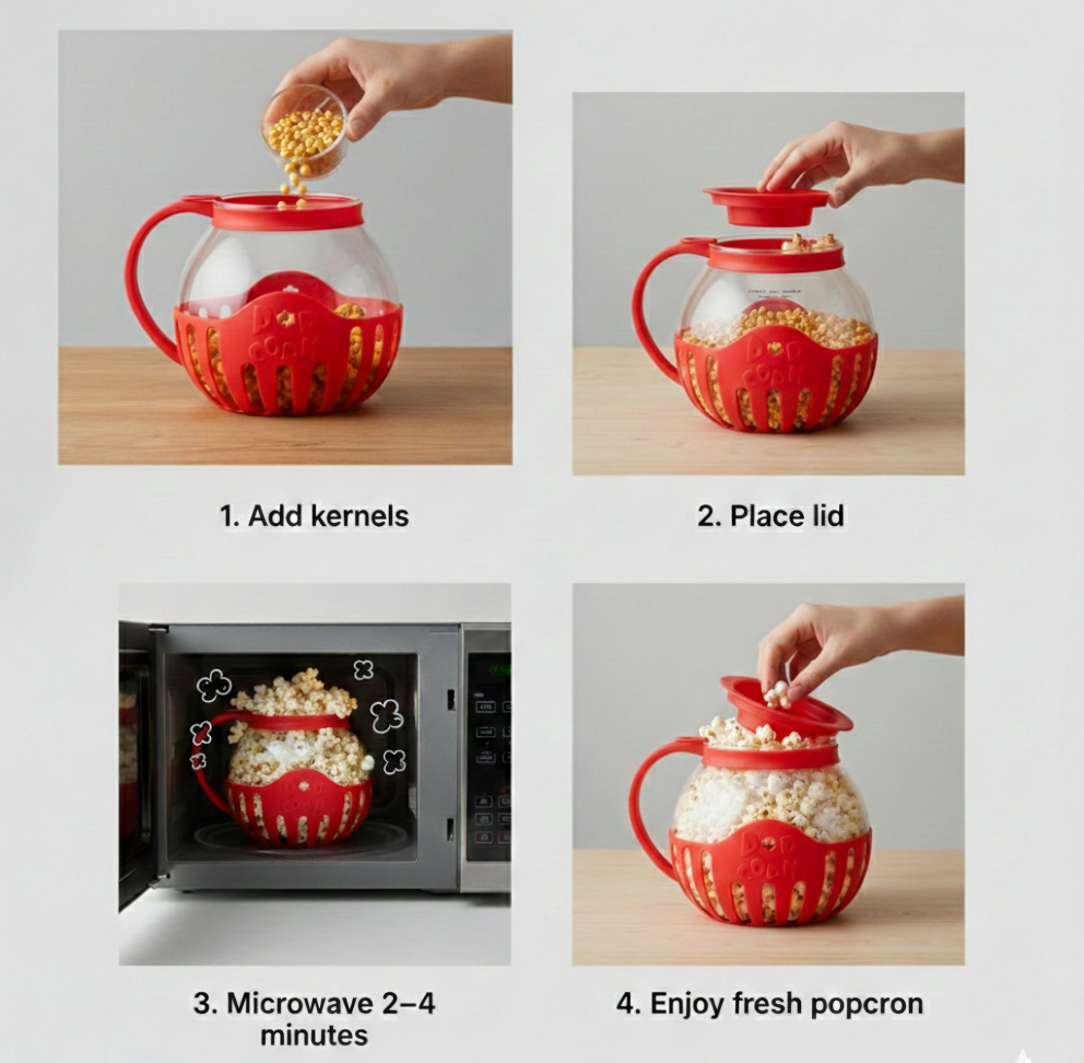 Microwave Glass Popcorn Popper